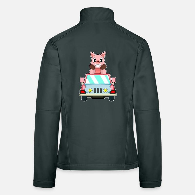 Schwein Auto Frauen Softshelljacke