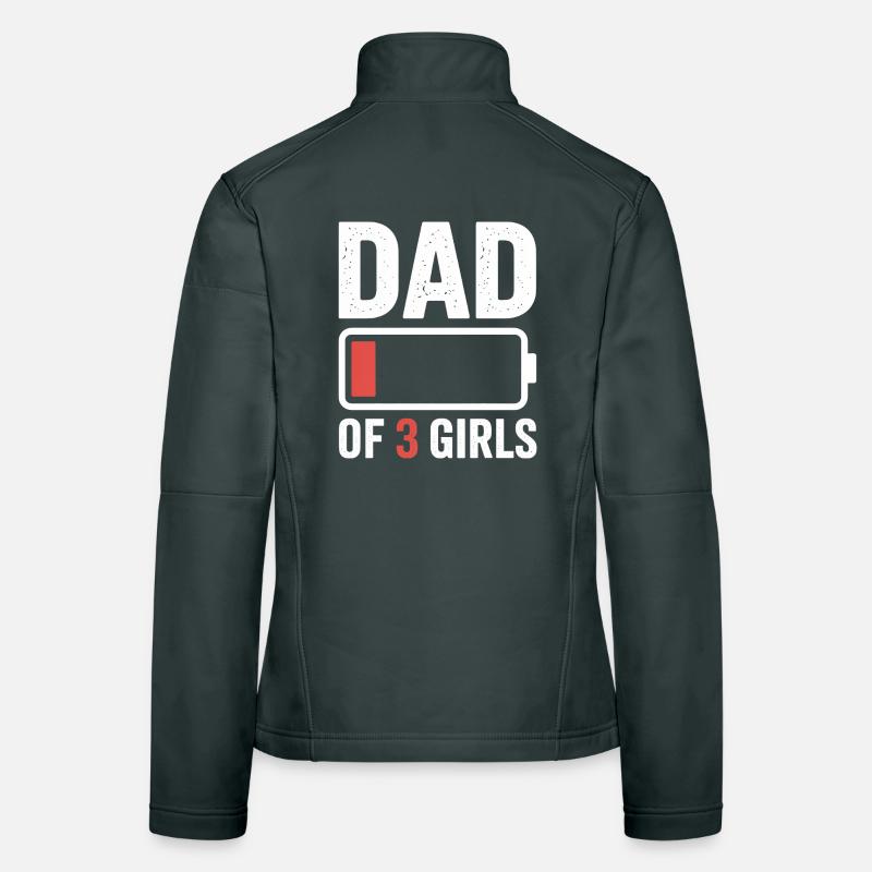Vater von drei Mädchen Batterie-Ikone Tee Frauen Softshelljacke