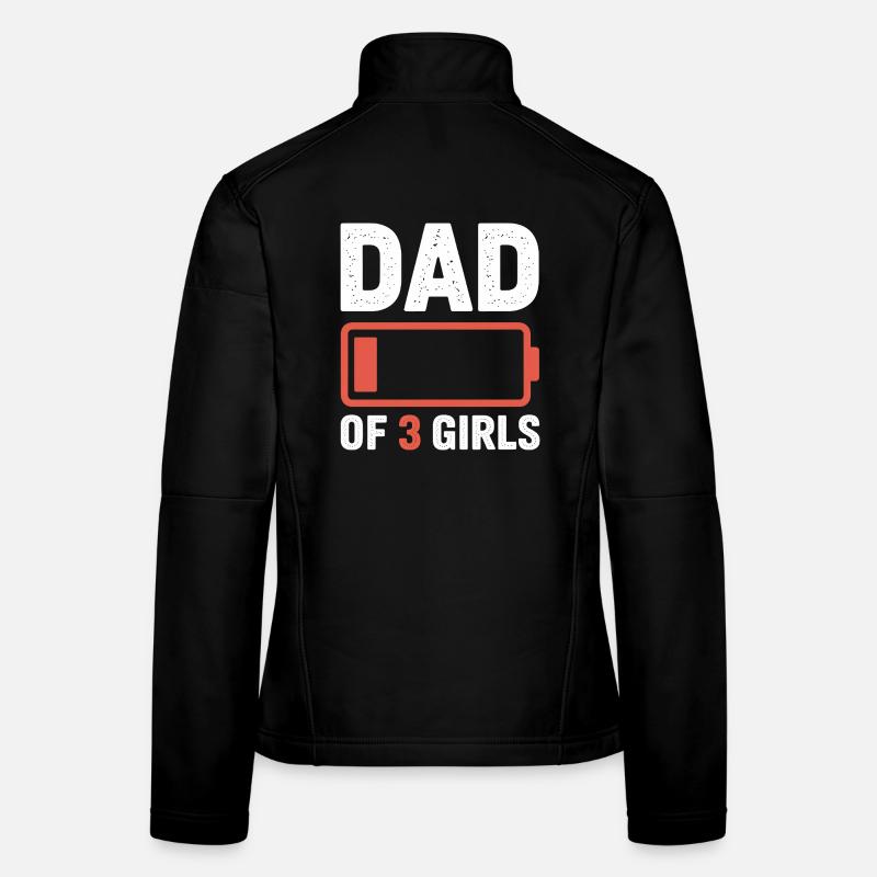 Batterie-Symbol des Vaters von 3 Mädchen Frauen Softshelljacke