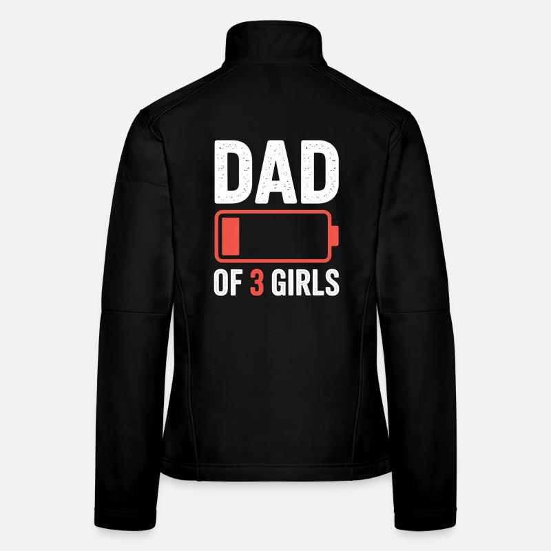 Graphique de batterie Papa de 3 filles Veste en tissu softshell Femme