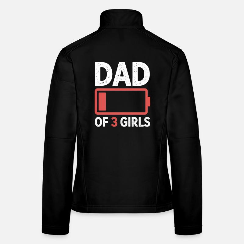Batterie-Symbol des Vaters von 3 Mädchen Frauen Softshelljacke