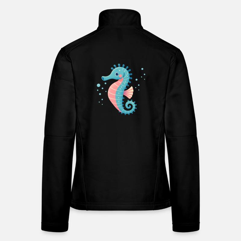 Seepferdchen in Türkis und Pink Frauen Softshelljacke
