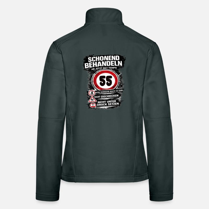 Traitez doucement Panneau de circulation 55 anniversaire Veste en tissu softshell Femme
