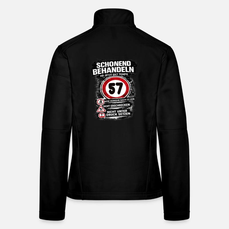 Traitez doucement Panneau de circulation 57 anniversaire Veste en tissu softshell Femme