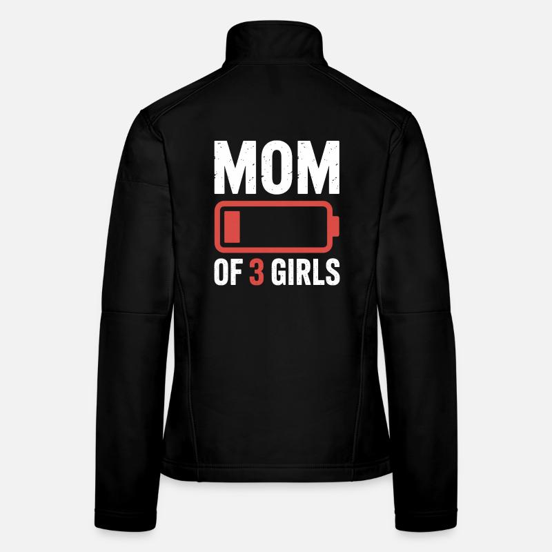 Emblème de batterie de mère de 3 filles Veste en tissu softshell Femme