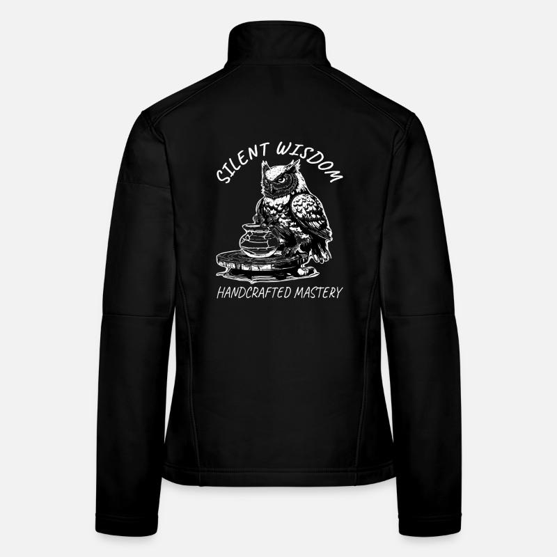 Silent Wisdom Pottery Owl - Women's Softshell Jacket - black