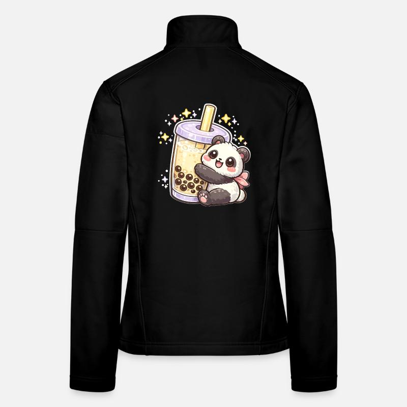 Panda Bubble Tea Kuschelmotiv Frauen Softshelljacke