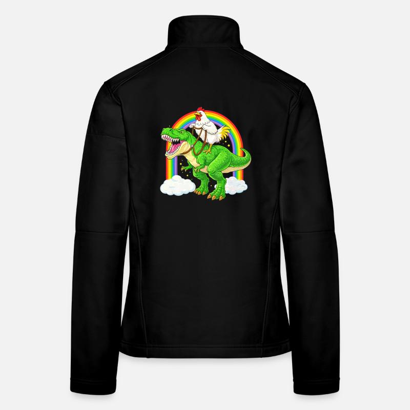 Huhn Reitender T-Rex Dinosaurier Regenbogen Frauen Softshelljacke