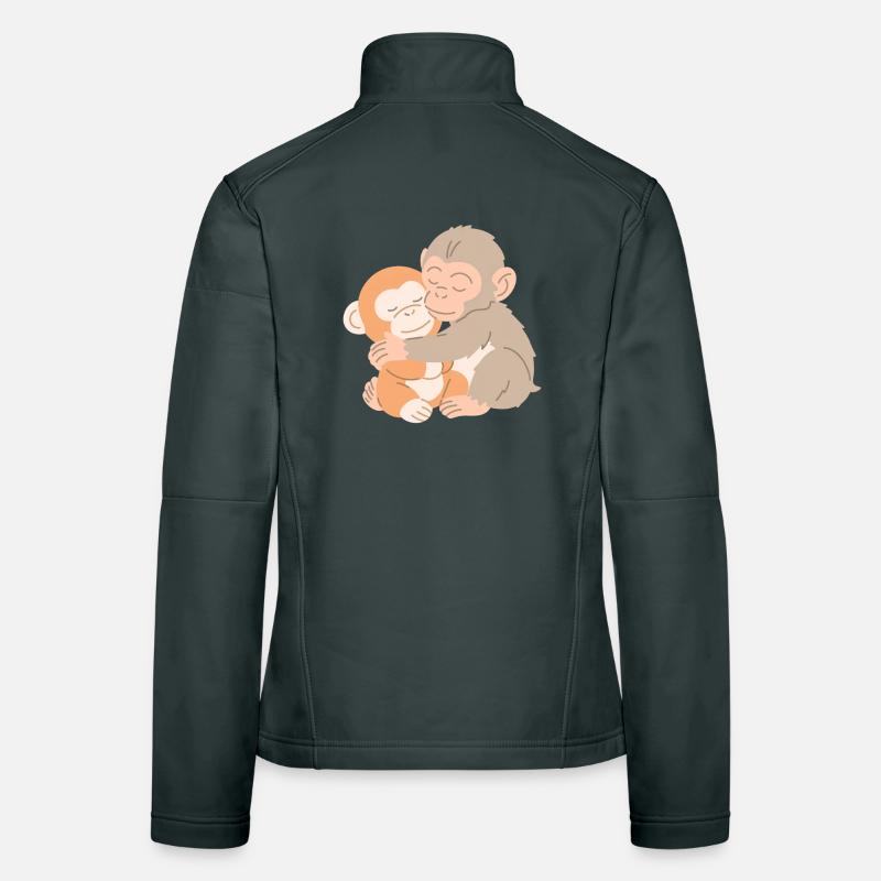 Câlins de singes s’embrassent Veste en tissu softshell Femme