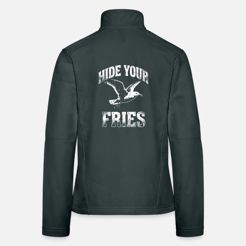 Cache tes frites mouette Veste en tissu softshell Femme