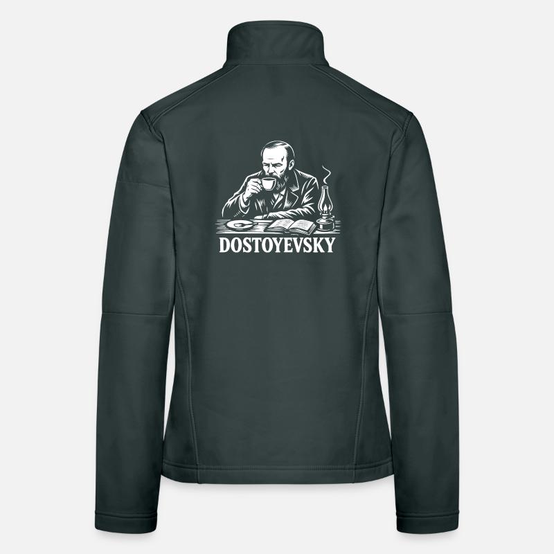 Dostoyevsky drinking Coffee Portrait Women's Softshell Jacket
