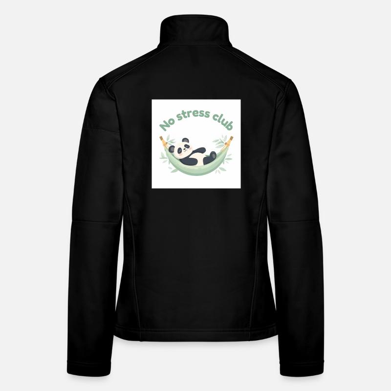 No Stress Club Panda in Hammock - Women's Softshell Jacket - black
