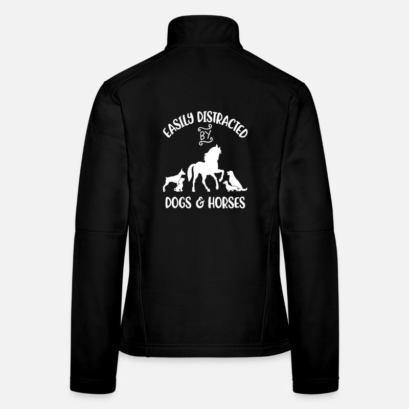 Facilement distrait par les chiens et les chevaux Veste en tissu softshell Femme