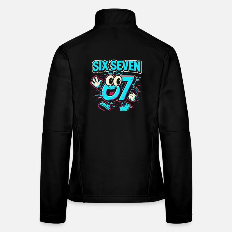 Six Seven 67 Meme Glitch Mascotte Italian Brainrot Veste en tissu softshell Femme