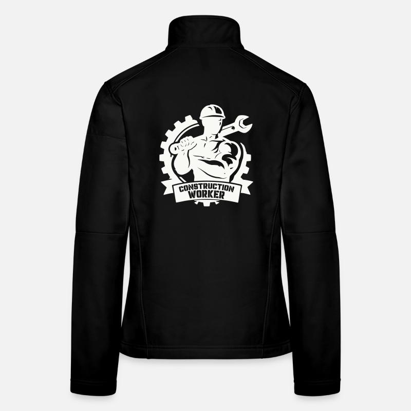 Starker Bauarbeiter mit Zahnrädern Frauen Softshelljacke