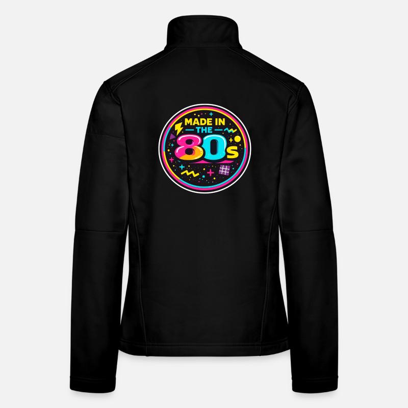 80er Neon Nostalgie Sticker Frauen Softshelljacke