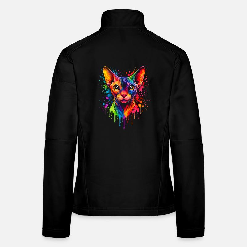 Sphynx Neon | Art du chat Pop Art Veste en tissu softshell Femme