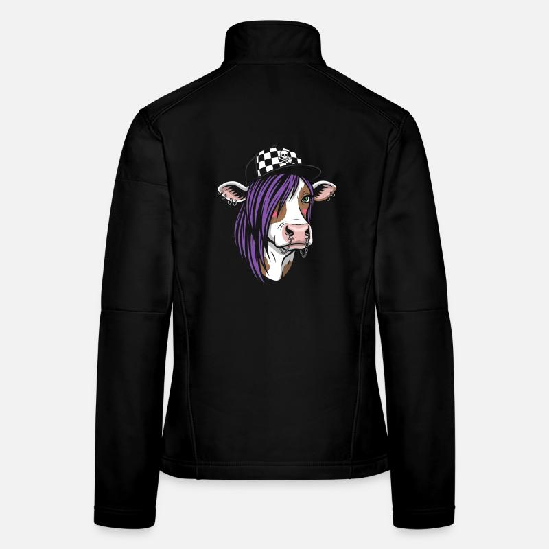 Vache punk aux cheveux violets Veste en tissu softshell Femme