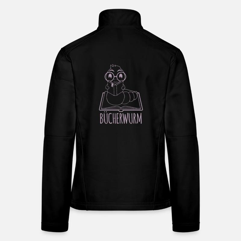 Bücherwurm Silhouette Minimalistisch Nerd Frauen Softshelljacke