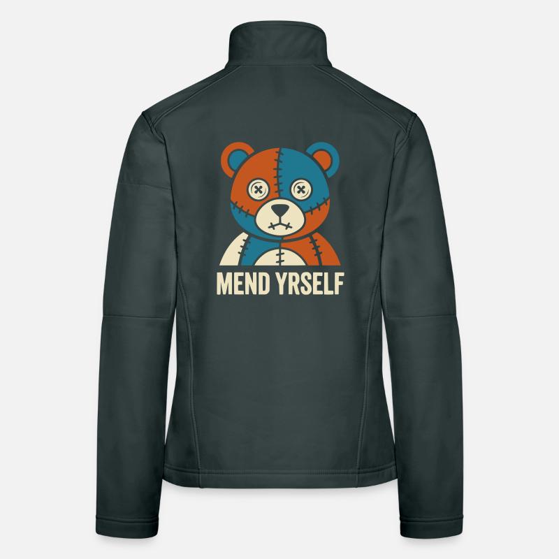 Patchwork Bear: Stitches & Contrast Women's Softshell Jacket