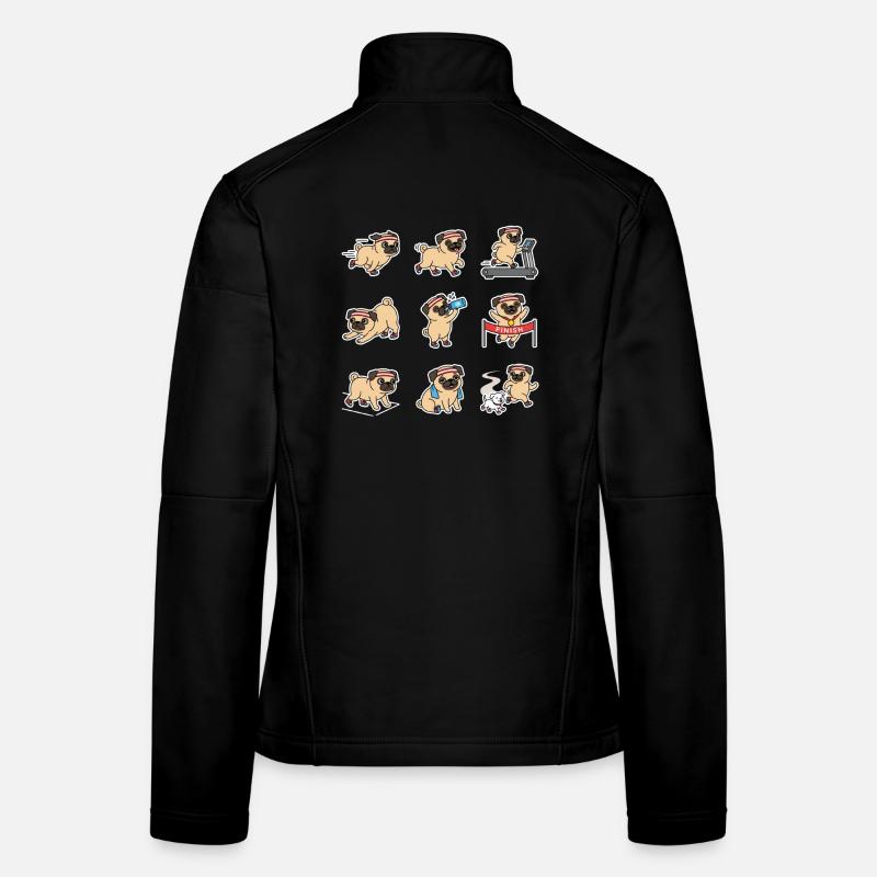 Lustiger Mops Joggen Marathon Laeufer Frauen Softshelljacke