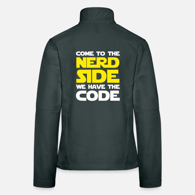 Côté nerd Rétro Jaune Typographie Typographie Art Veste en tissu softshell Femme
