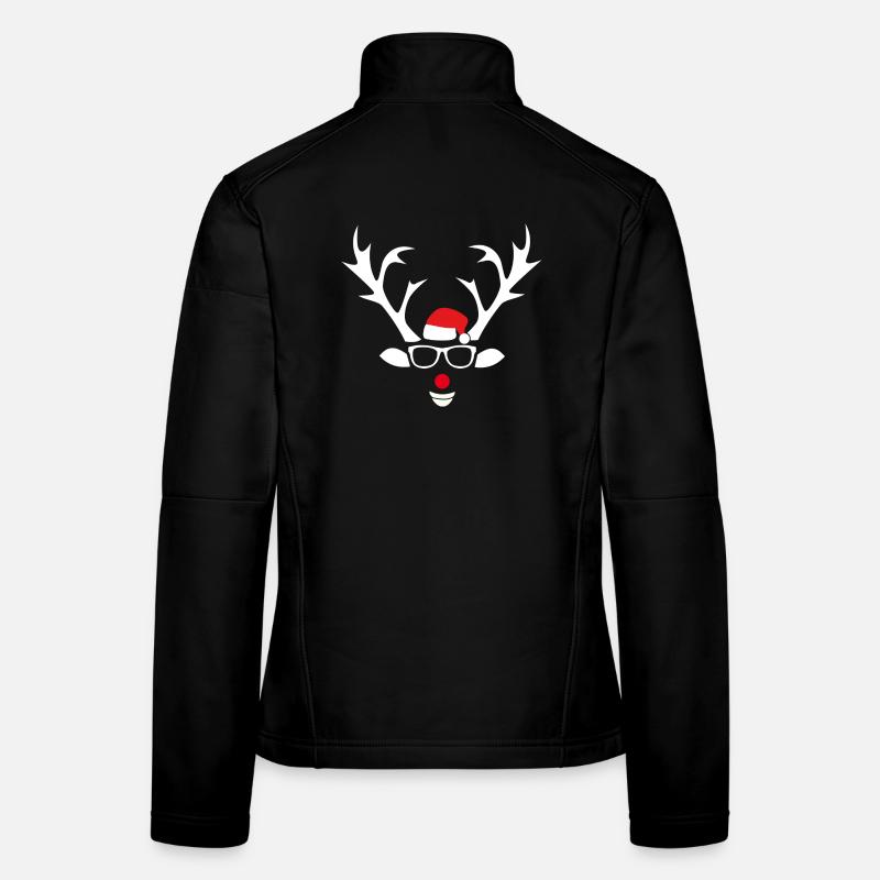 Reindeer with glasses and Santa hat - Women's Softshell Jacket - black