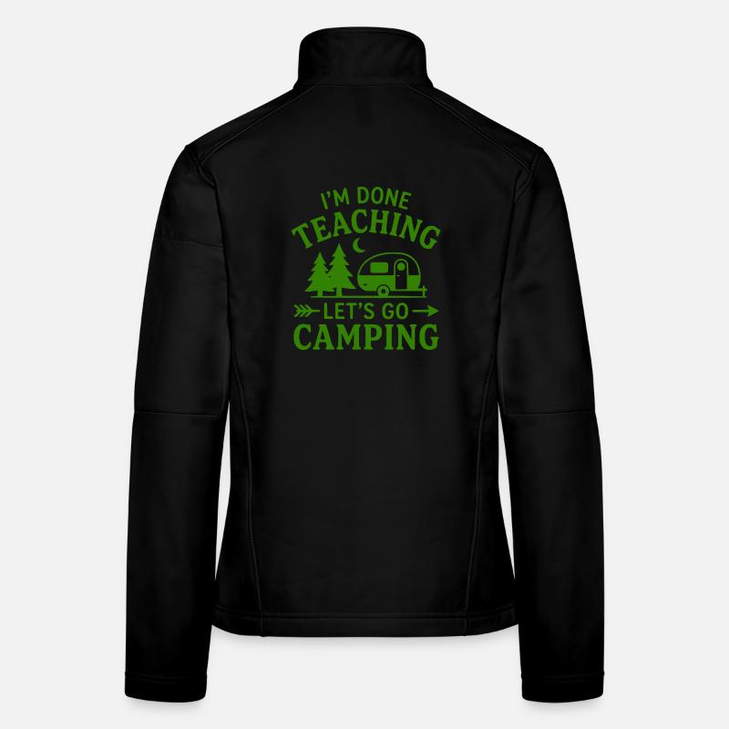 T-Shirt Retired Teacher Camping Caravan - Women's Softshell Jacket - black