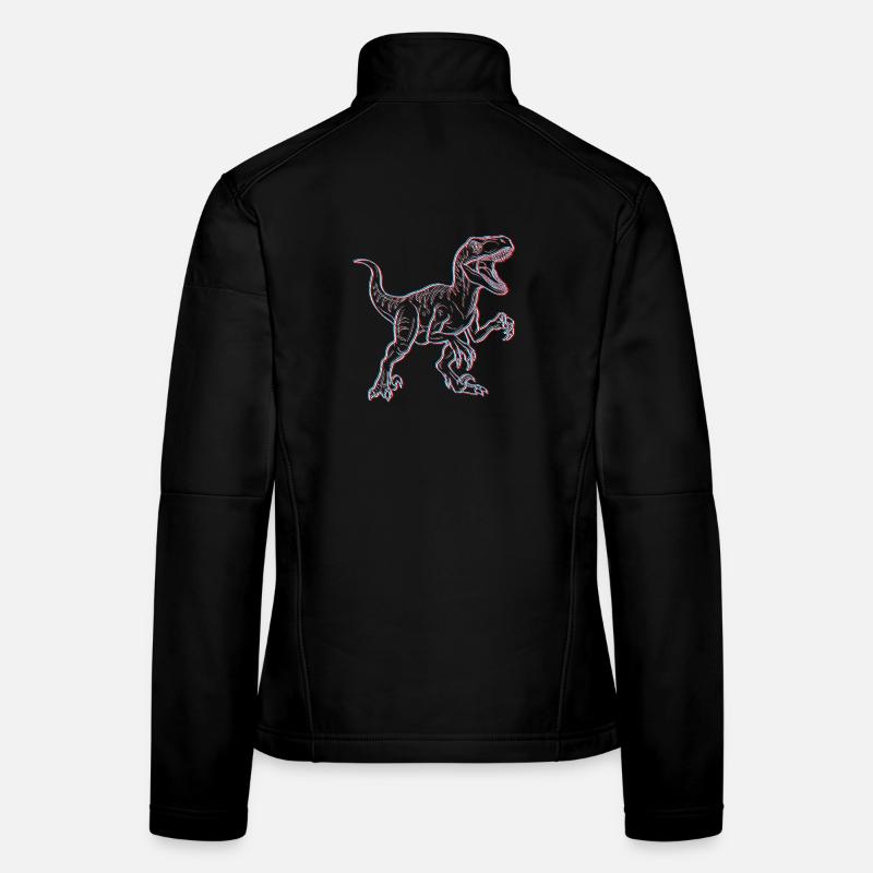 Neon Dinosaur 3D Skeleton - Women's Softshell Jacket - black