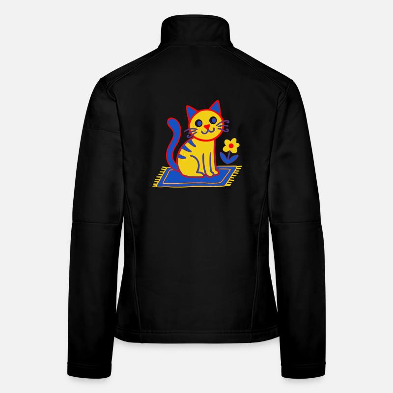 Bunte Katze auf Teppich in einer Blütenwiese Frauen Softshelljacke