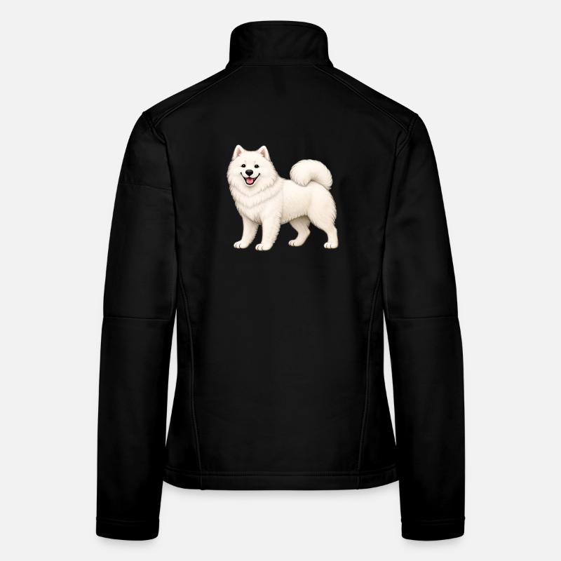 White Furry Samoyed Women's Softshell Jacket