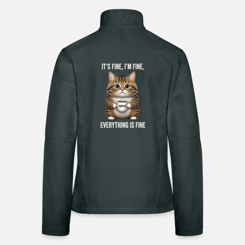 Ça va, je vais bien de l’humour de chat au café Veste en tissu softshell Femme