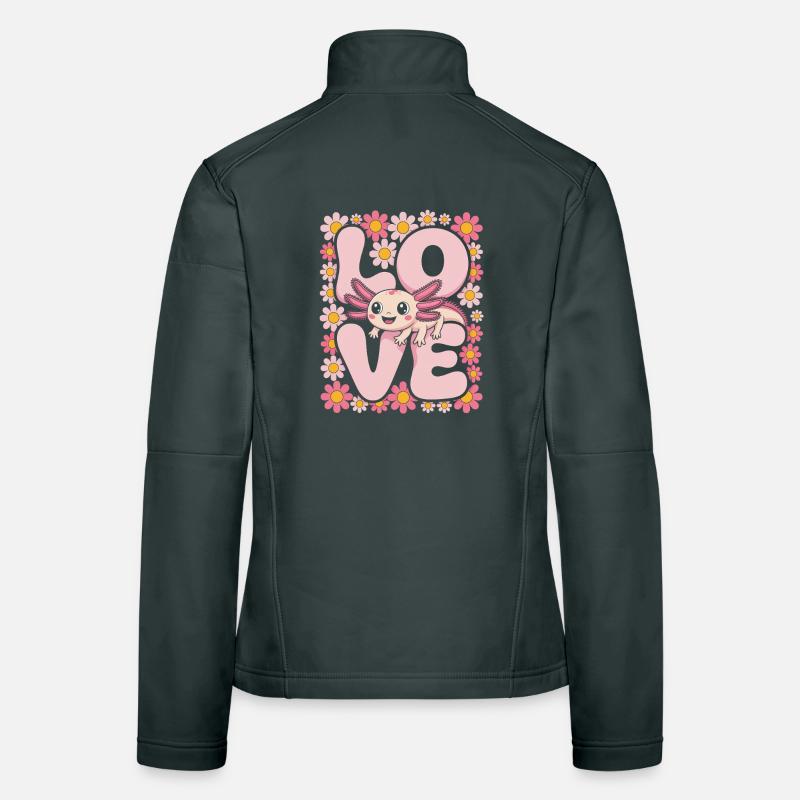 Love Axolotl in Bloom Women's Softshell Jacket