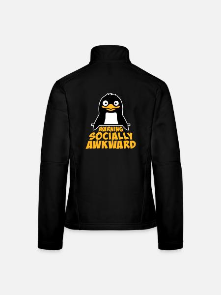 Avertissement pingouin : Socialement maladroit, drôle, maladroit - Veste en tissu softshell Femme - noir - Dos