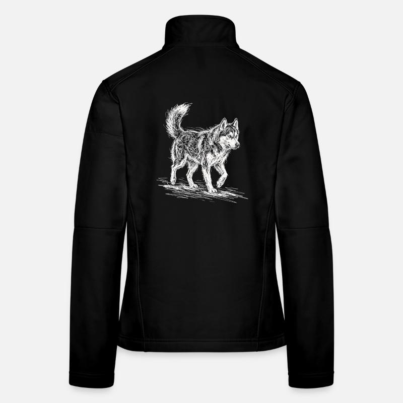 Husky Sketch White – Sibérien Husky Design Veste en tissu softshell Femme