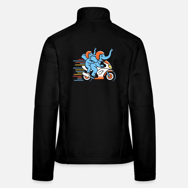 Duo de course d’éléphants à moto Veste en tissu softshell Femme