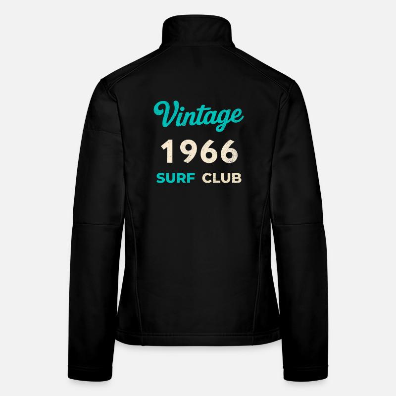 Cadeau vintage de l’année de naissance rétro du Surf Club 1966 Veste en tissu softshell Femme