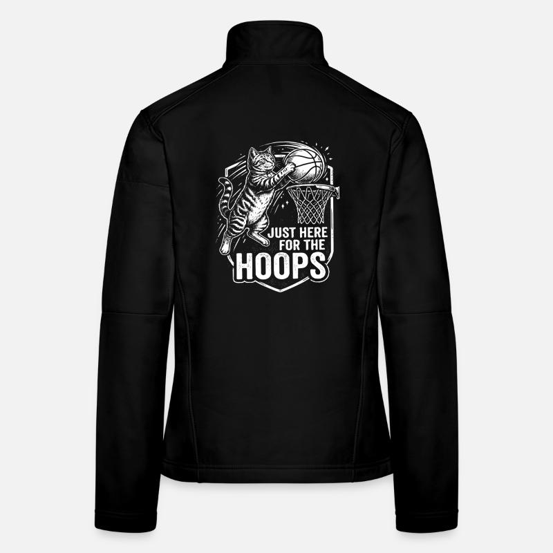 Cat Dunk Hoop: Just Here for the Hoops Women's Softshell Jacket
