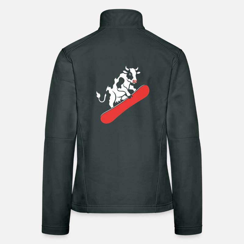 Vache sur skateboard Veste en tissu softshell Femme