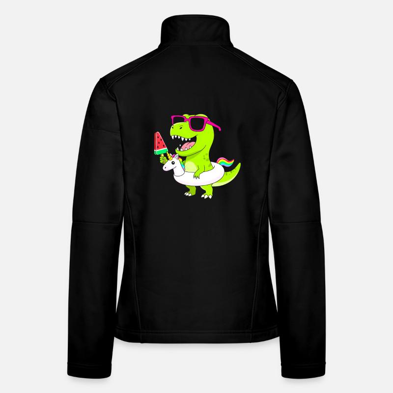 Neon-Dino mit Eis und Einhorn Frauen Softshelljacke