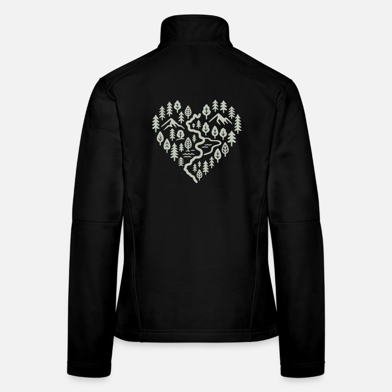 Heart with mountain and forest landscape Women's Softshell Jacket