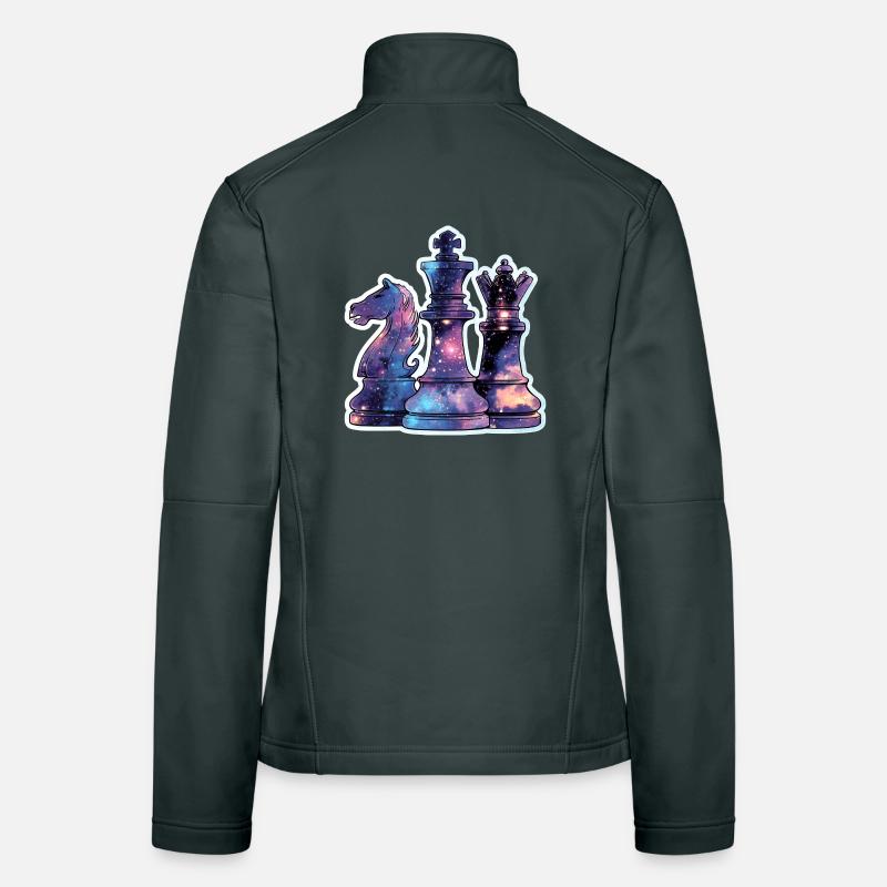 Chess Pieces in Space – Galaxy Nebe Women's Softshell Jacket