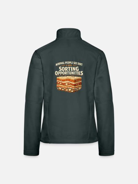 Dreck? Nein, Sortierchance | Geologie Humor - Frauen Softshelljacke - Schwarz - Hinten