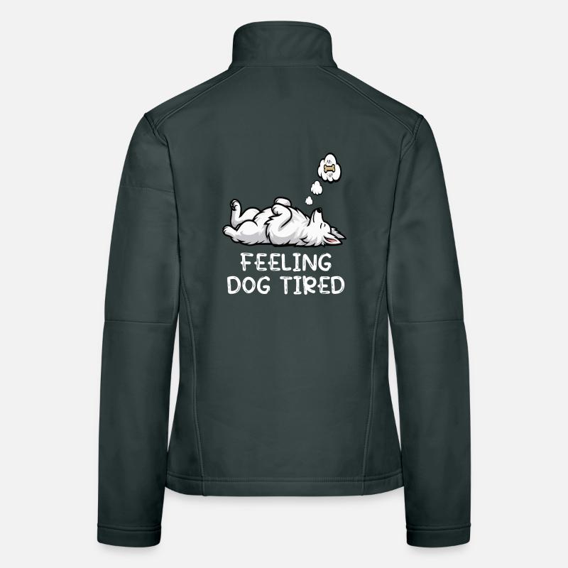 Feeling Dog Tired White Shepherd Dog Women's Softshell Jacket