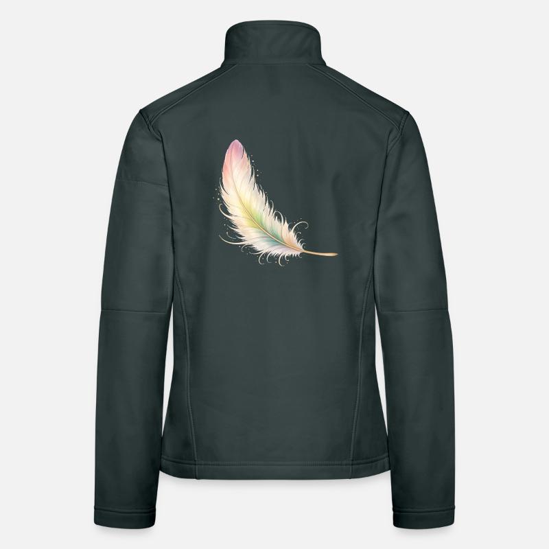 Delicate Feather Pastel Elegant Boho Design Women's Softshell Jacket