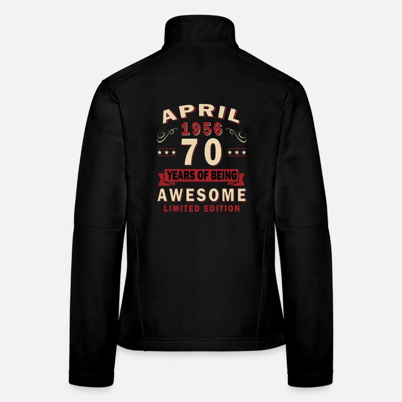 70e anniversaire Cadeau vintage d’avril 1956 Veste en tissu softshell Femme