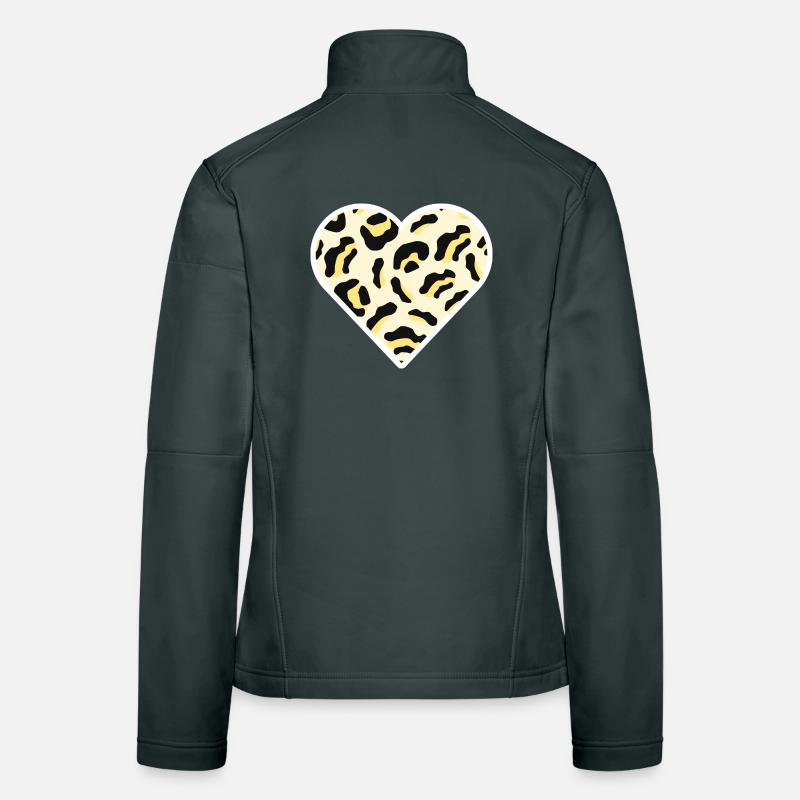 Classic Leopard Print Heart Women's Softshell Jacket
