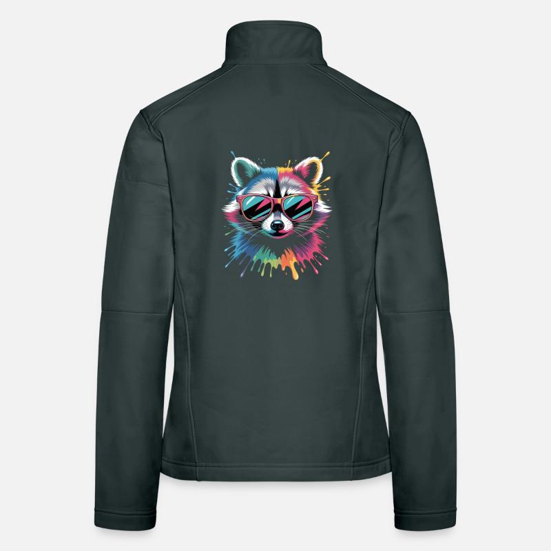 Bunter Waschbär Wasserfarben Spritzer Graffiti Frauen Softshelljacke