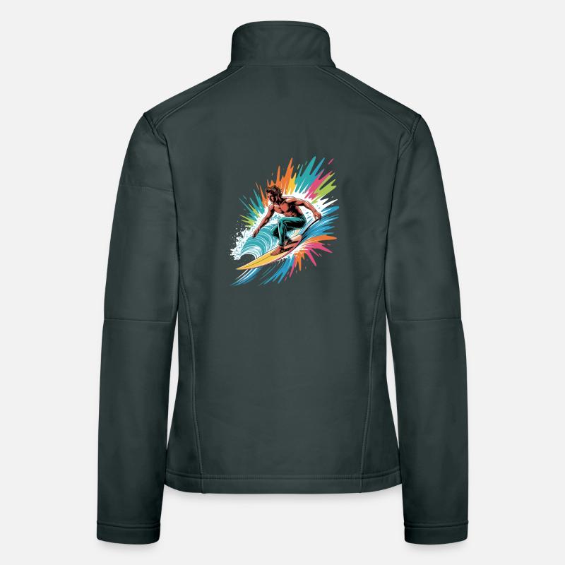 Aquarelles surfeuses colorées, éclaboussures, graffiti Veste en tissu softshell Femme