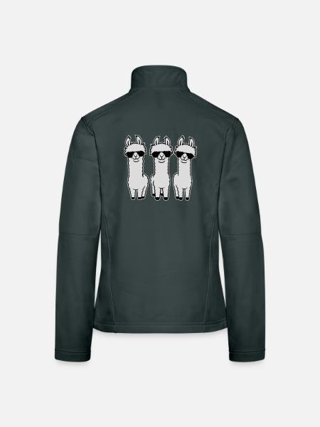 Drei Coole Lamas Reihe Sonnenbrille Lustig Tier - Frauen Softshelljacke - Schwarz - Hinten